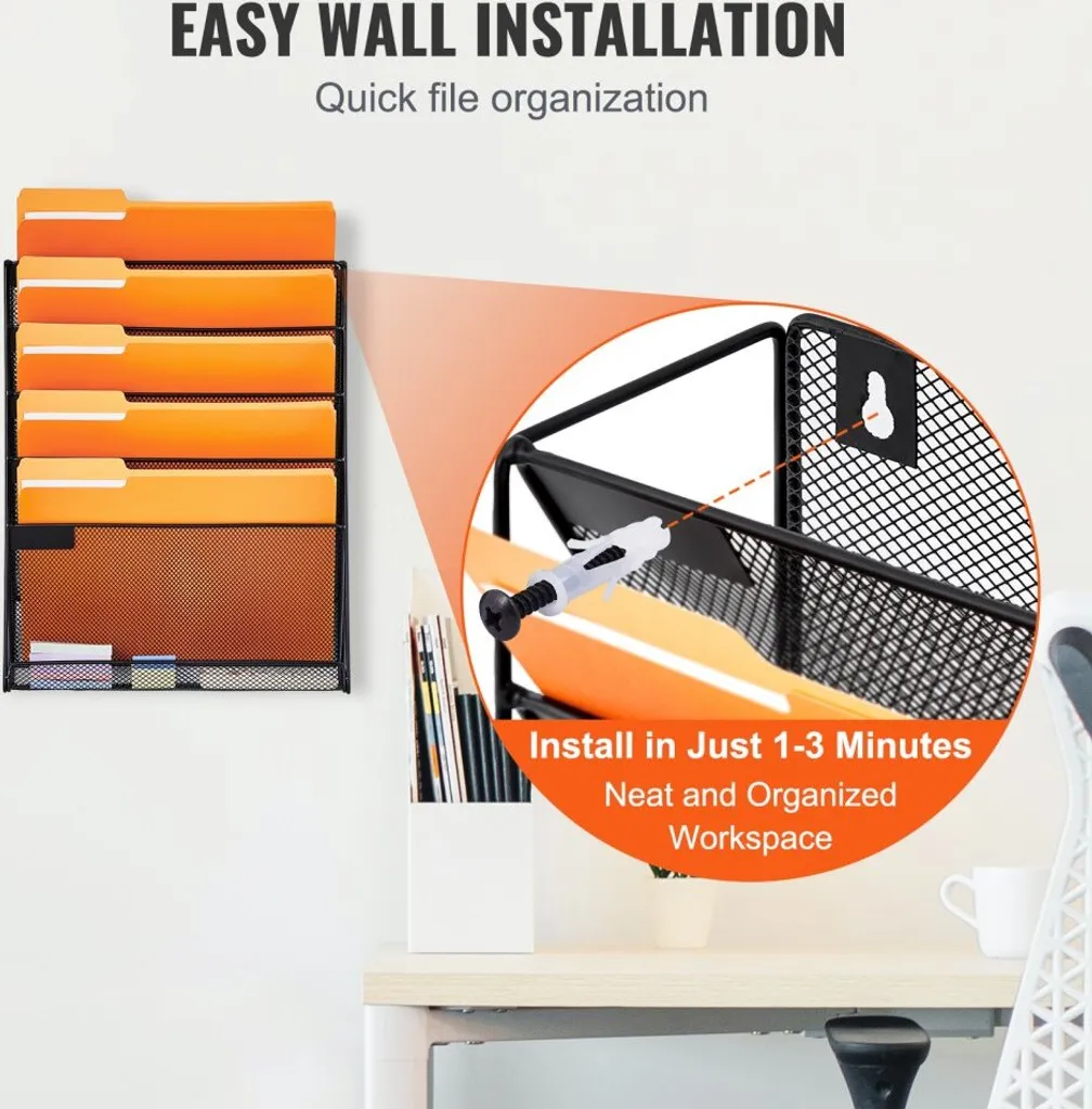 Porte-revues mural design avec 6 niveaux de rangement pour bureau pro