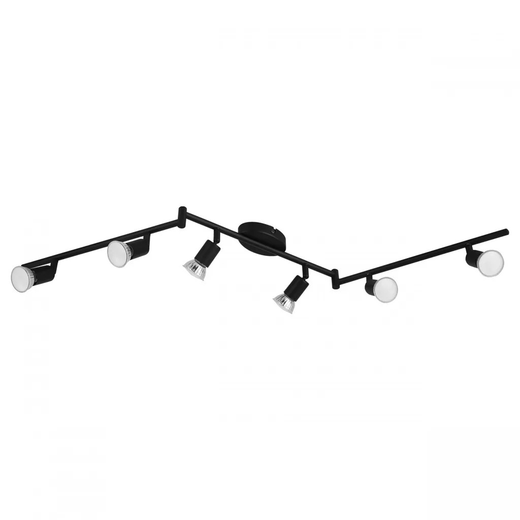 Luminaire Plafonnier 6 Spots LED Orientables Noir Mat 1050x65mm