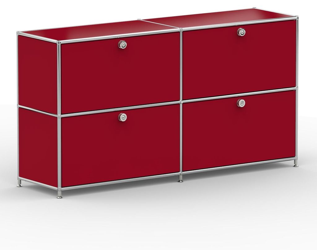Sideboard, 4 Schubladen & Schloss, Breite 152 cm, Rubinrot