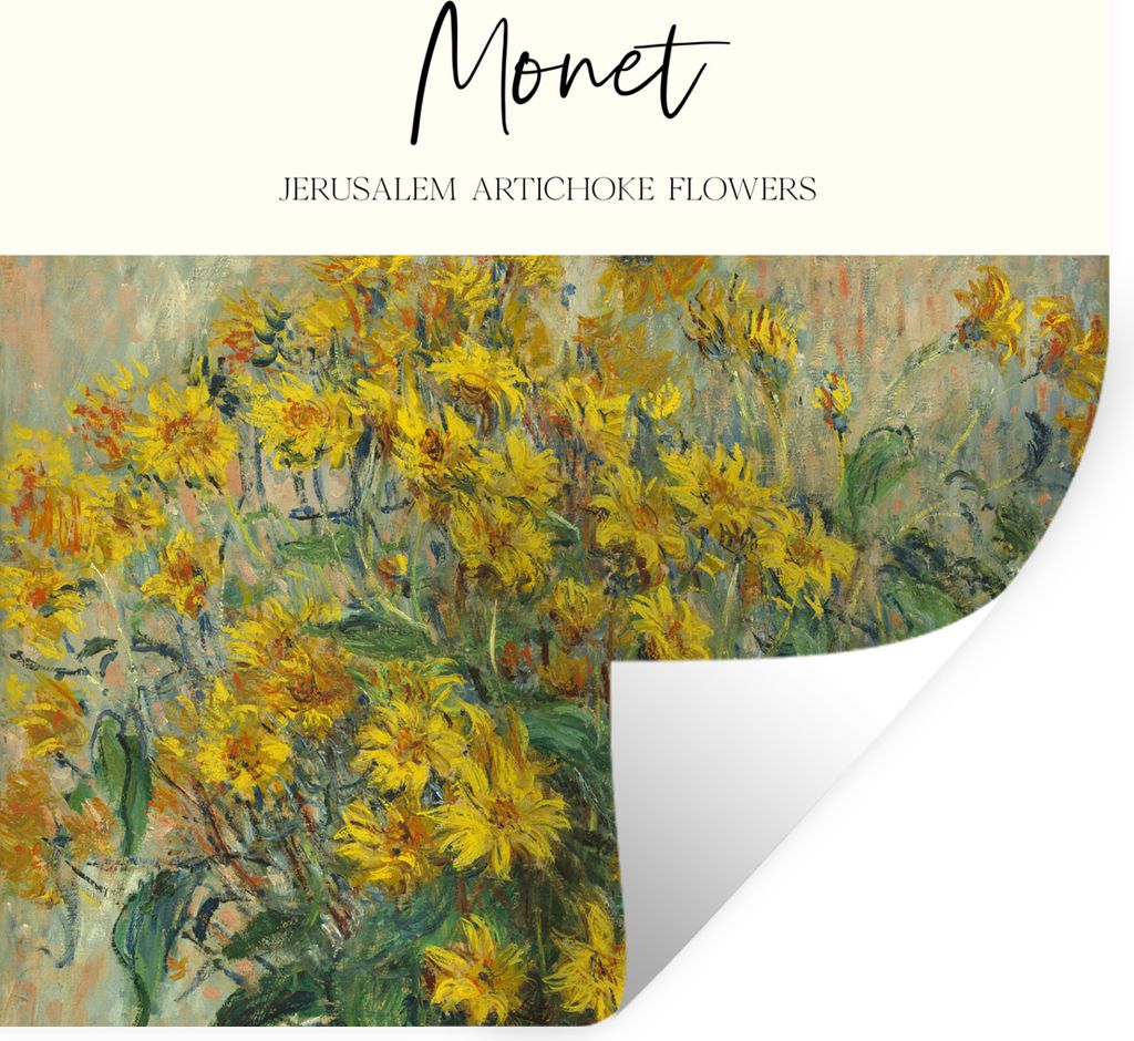 MuchoWow Wandtattoo Wandsticker Wandaufkleber Gemälde - Topinamburblüten - Monet 50x50 cm Selbstklebend und Repositionierbar - Selbstklebend - ...