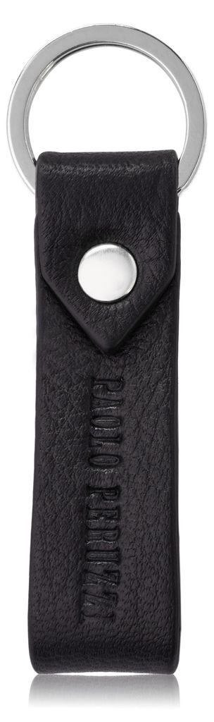 Paolo Peruzzi schwarz genarbtes Leder Schlüsselanhänger T-87-BL