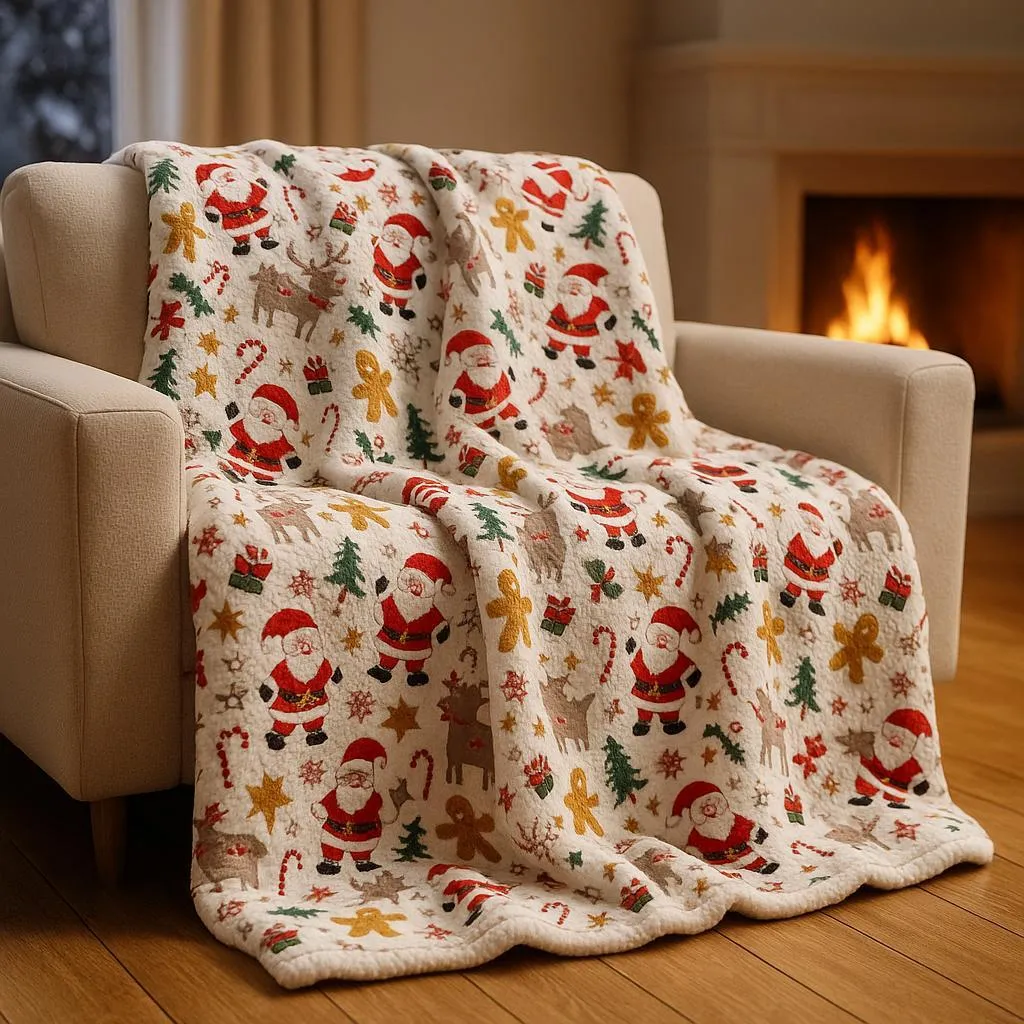 Plaid de Noël Moelleux 150x200 cm Couverture Chaude pour Lit et Canapé