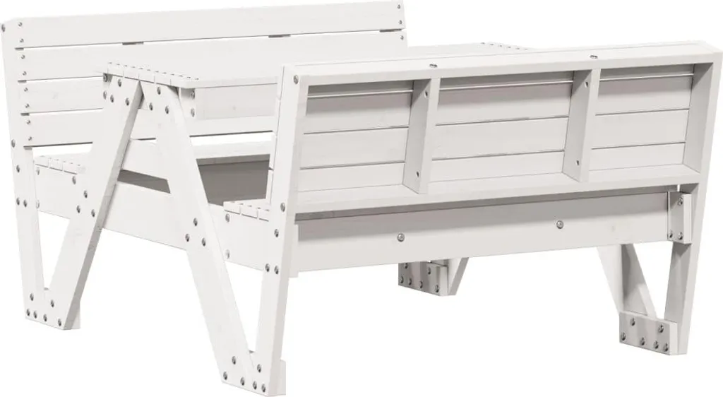 Table de pique-nique pour enfants blanche 88x122x58 cm en pin massif