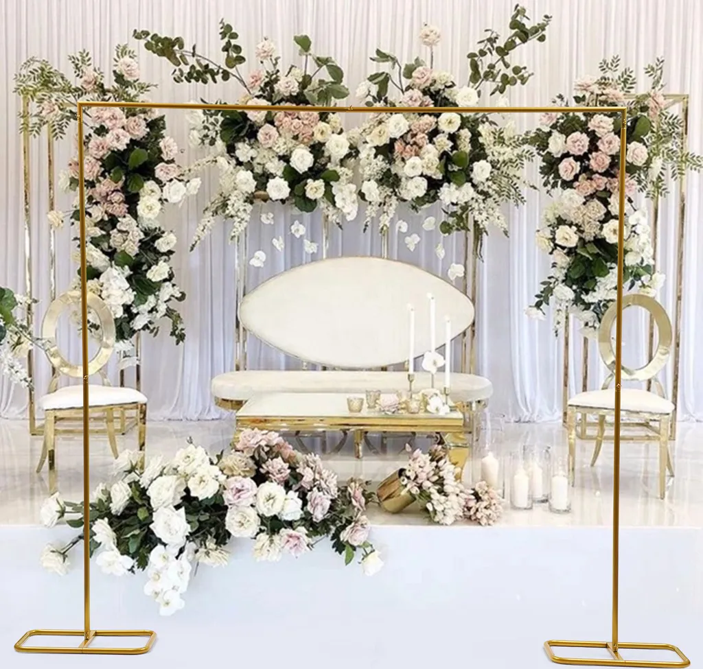 Support arche décorative dorée 2m pour fleurs et ballons de cérémonie - 9