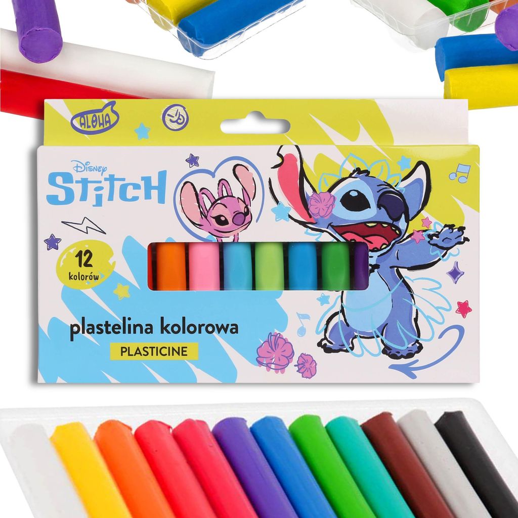 DISNEY Stitch SICHERE, bunte Schul KNETMASSE für Kinder, Set mit 12 FARBEN