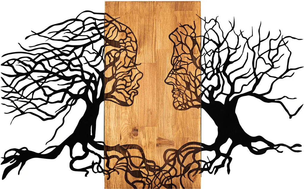 Tableau en Métal Noir Tutku Wallity - Ornement Mural Moderne 92x58