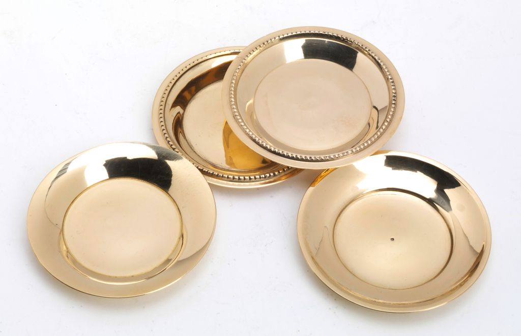 3er Set Kerzenteller, Dekoteller Messing Gold (Innen Ø 5 cm, Außen 7 cm)