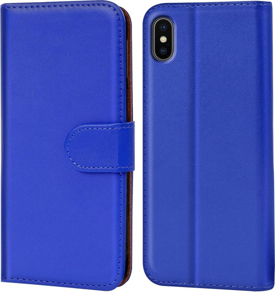 Conie Klapp Tasche für iPhone X / XS Kartenfach Rundumschutz Hülle in Blau
