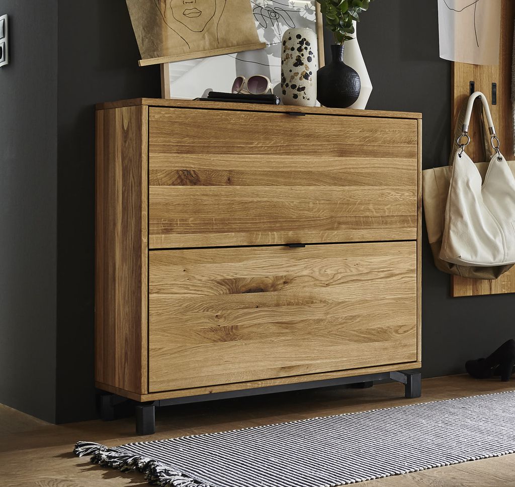 Schuhschrank Come In 90x90 Garderobe Eiche Geölt Füße Schwarz