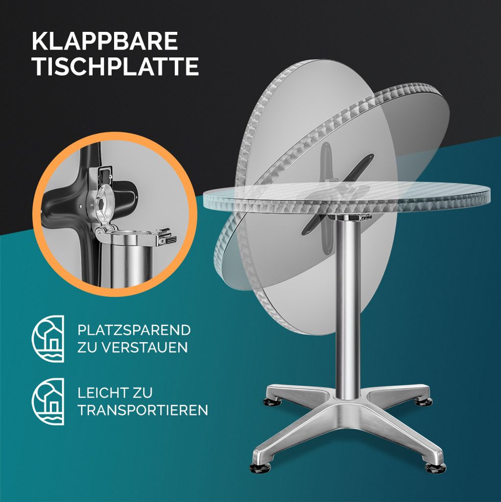 CASARIA® 2in1 Stehtisch Klappbar Höhenverstellbar 70 cm / Produktbild 5