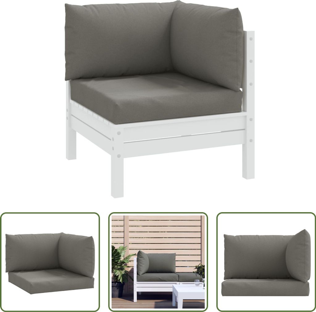The Living Store Palettenkissen 3-tlg. Melange Dunkelgrau Stoff