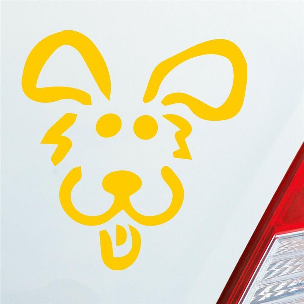 Auto Aufkleber Hund Dog Animal Tier Süß Comic 10x9 cm Gelb Sticker Heckscheibenaufkleber