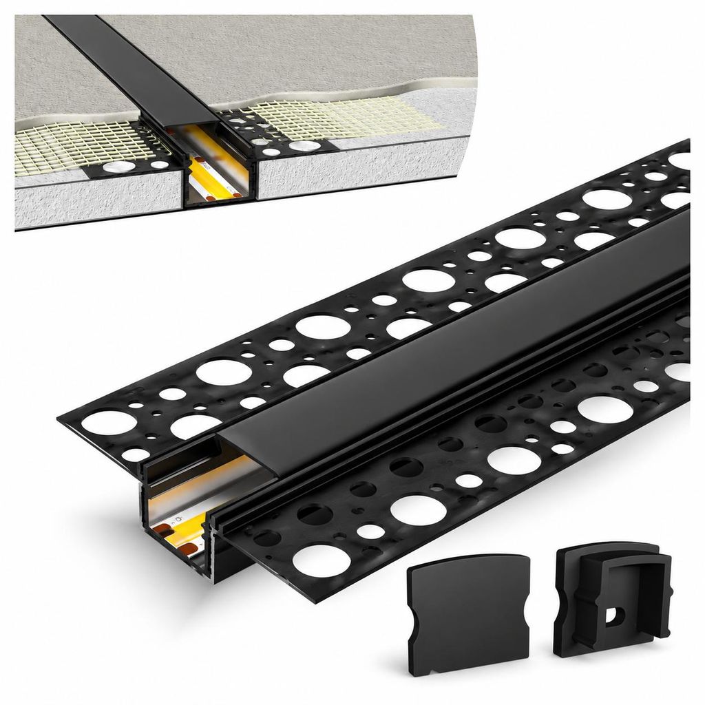 MasterLED LED-Trockenbauprofil 2 m Schwarz mit schwarzer Produktbild 