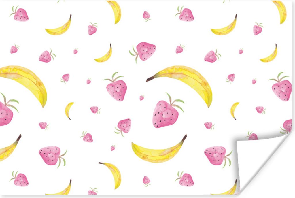 MuchoWow Poster Banane - Erdbeere - Design 120x80 cm - Bilder