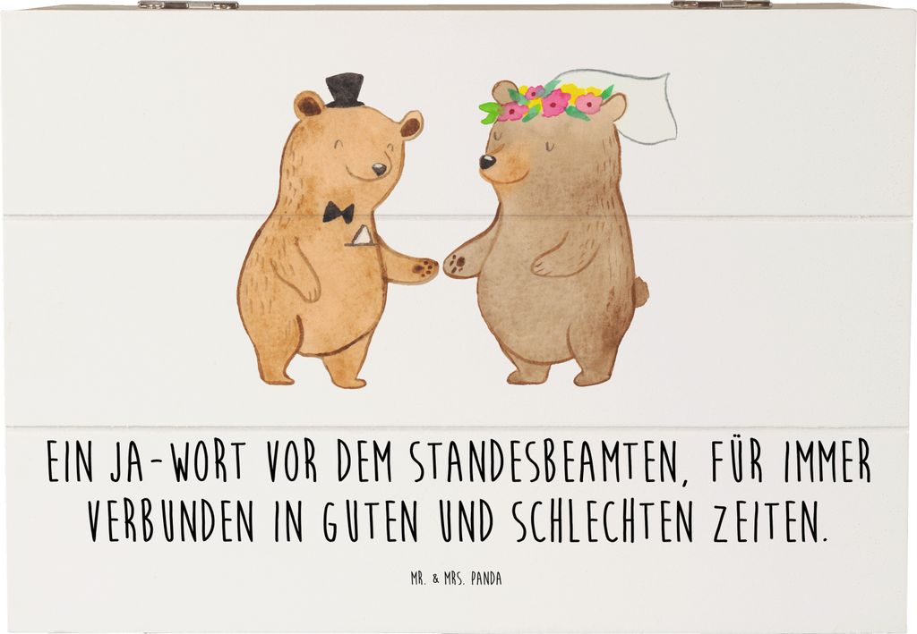 Mr. & Mrs. Panda Truhe Standesamtliche Trauung Versprechen 22 x 15 cm - Weiß - Geschenk, schatztruhe, Heiraten, Schatzkiste, Eheversprechen, tiefe...