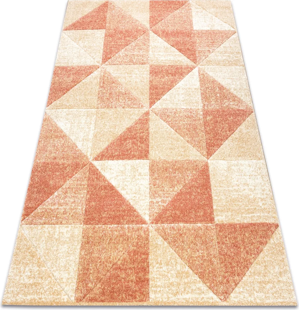 Grand tapis de salon moderne à motifs géométriques beige et orange 140x190