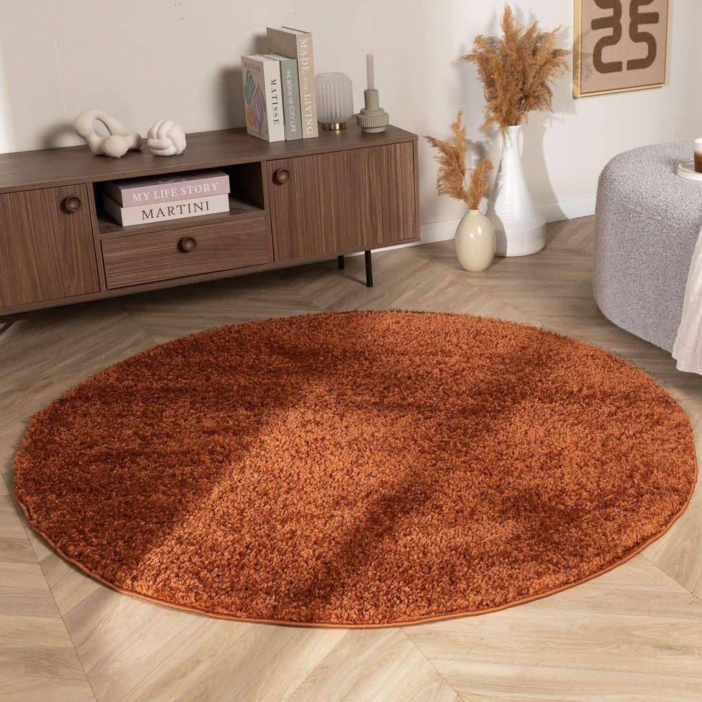 Volero - Einfarbiger Teppich Rund - Wish Terracotta - Ø 140 cm - Wohnzimmer, Schlafzimmer - Modern