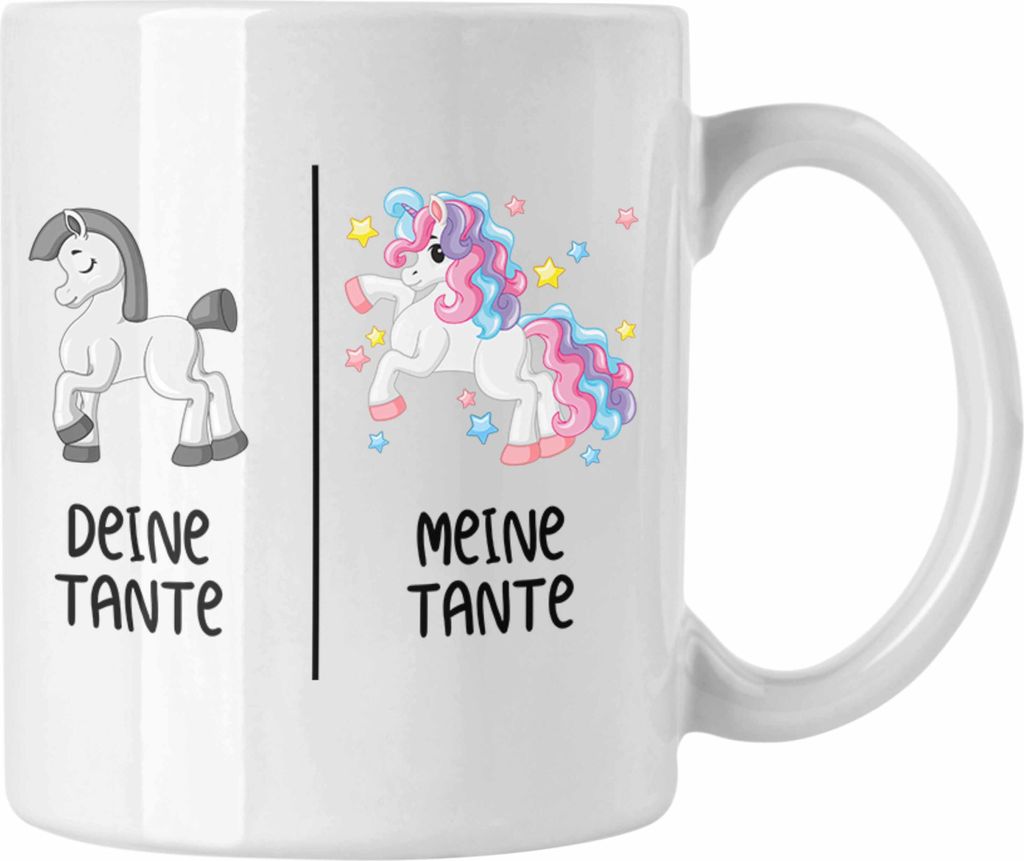 Trendation - Beste Tante Geschenk Tasse mit Spruch Kaffeetasse für Tante Coole Tante Einhorn (Weiß)