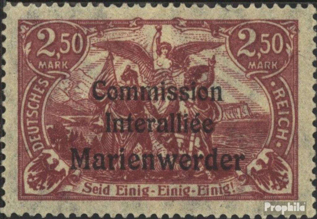 Briefmarken Marienwerder 1920 Mi 29a mit Falz Germania