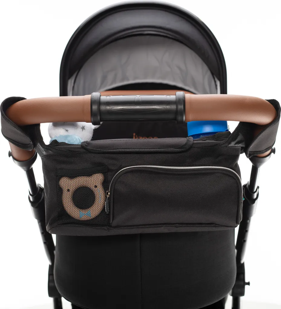 Organisateur de poussette de luxe noir avec attaches universelles