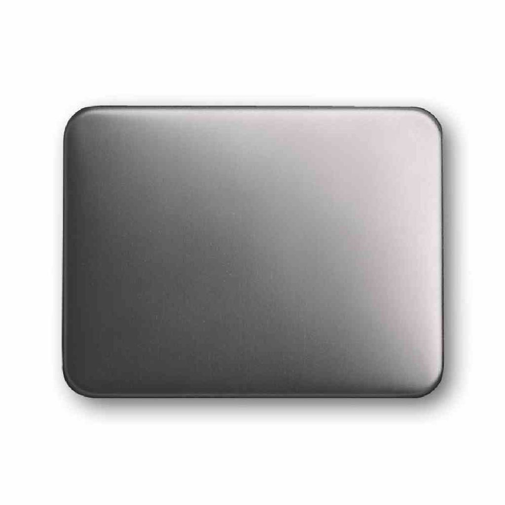 A close-up, top-down view of a rectangular object with rounded corners, likely a component or cover, against a white background.