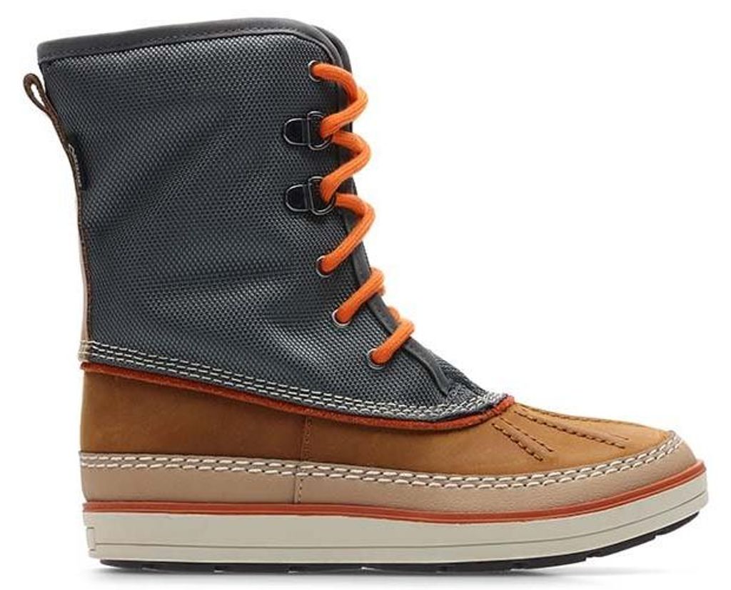 CLARKS Women's ARROW MOON GTX grau Leder isolierte Schneestiefel 27,5