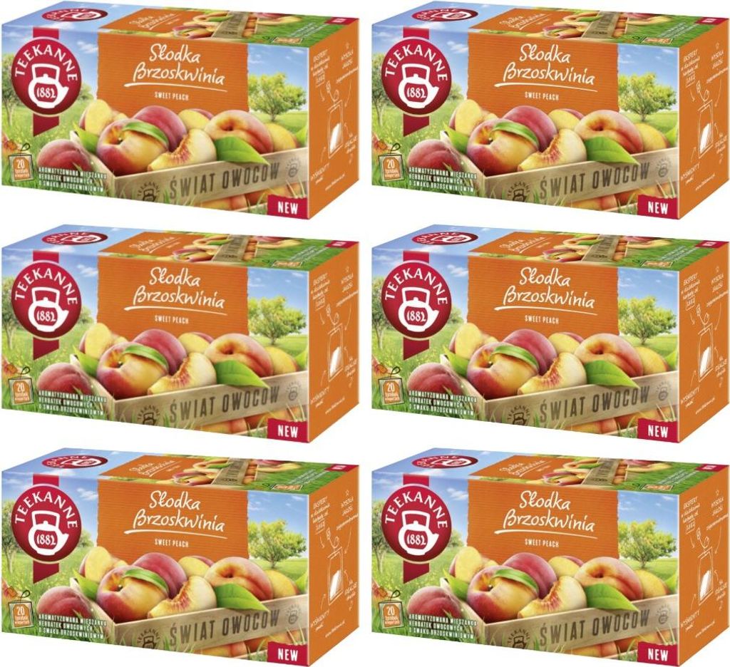 Teekanne Pfirsich Tee 6x 20 Teebeutel - Süße Früchtetee Produktbild 