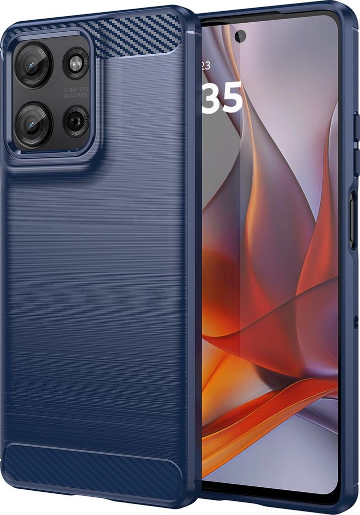 Hülle für Motorola Moto G75 - Phonesta Carbon Silikon Back Cover - Blau