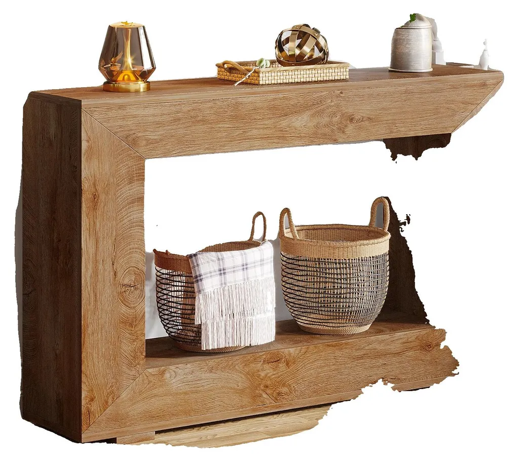 Console d'entrée étroite beige pour optimiser le rangement du couloir