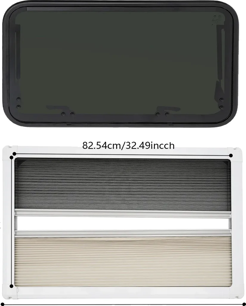 Baie coulissante camping-car 800x500 avec coins arrondis design noir