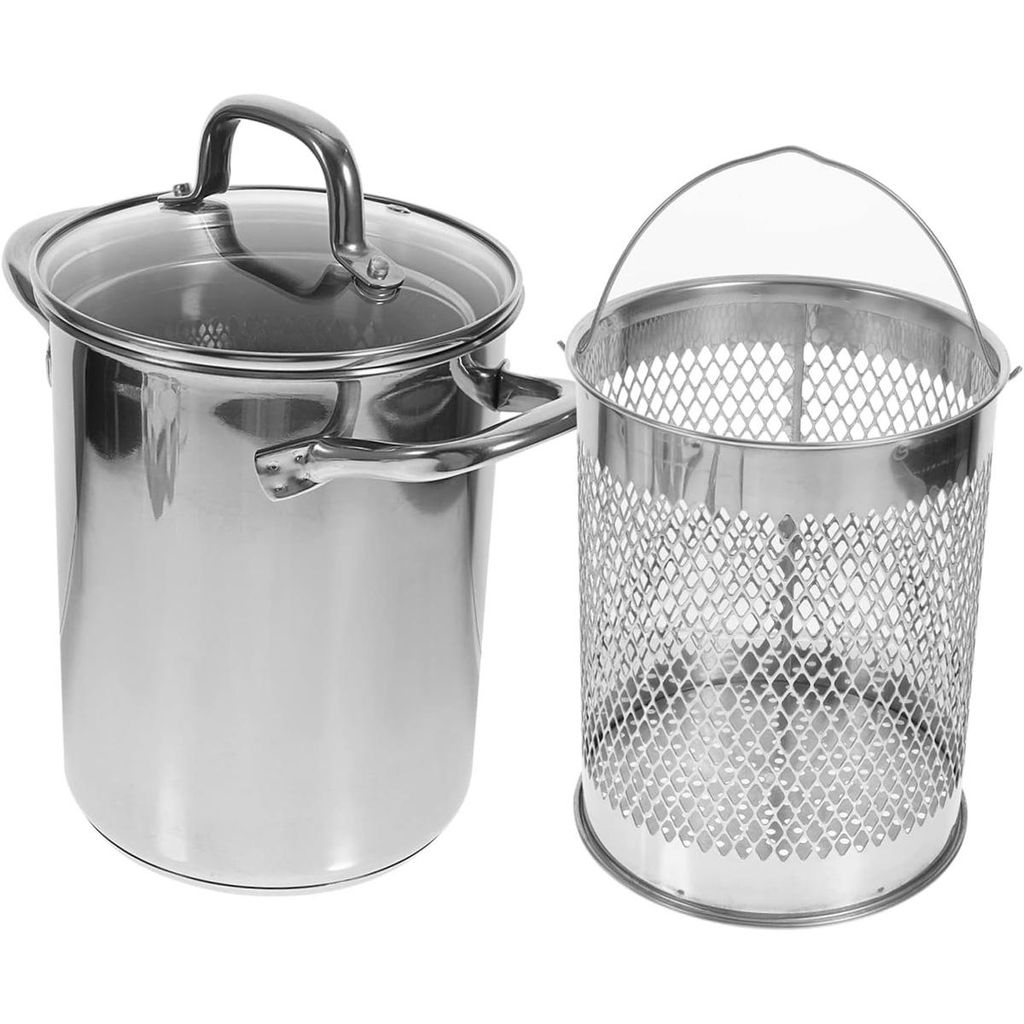 Fritteuse aus Edelstahl mit Siebkorb & Griff,4 L / 11 Zoll, ideal zum Frittieren von Fisch, Garnelen, Hähnchen & Pommes für den Heimgebrauch