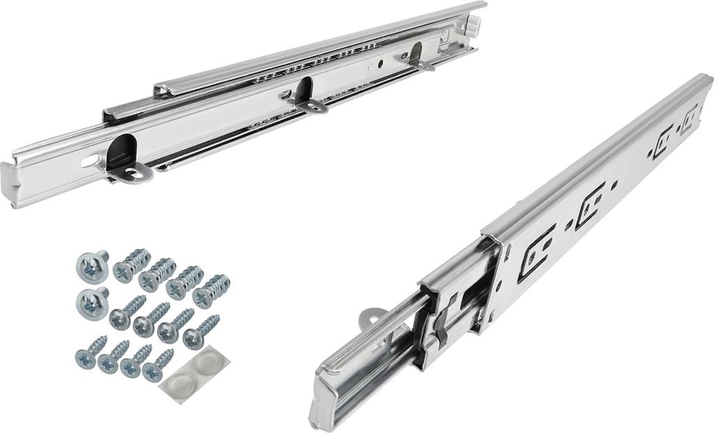 SOTECH 1 Paar (2 St.) Schubladenschienen Vollauszug mit Auflagewinkeln Länge 550 mm Tragkraft 45 kg Höhe 45 mm inkl. Schraubenset