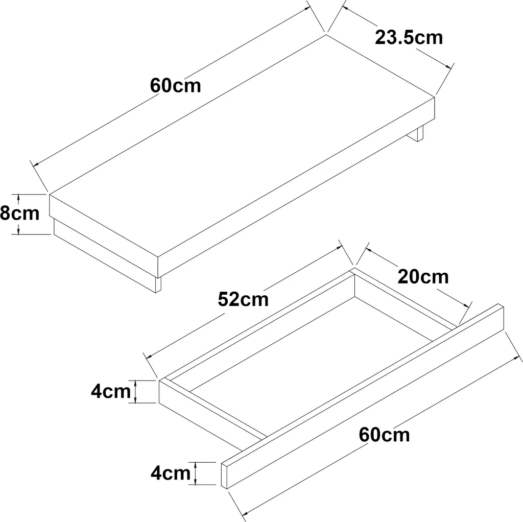 Table de chevet suspendue Karkkila avec tiroir pour optimiser l'espace