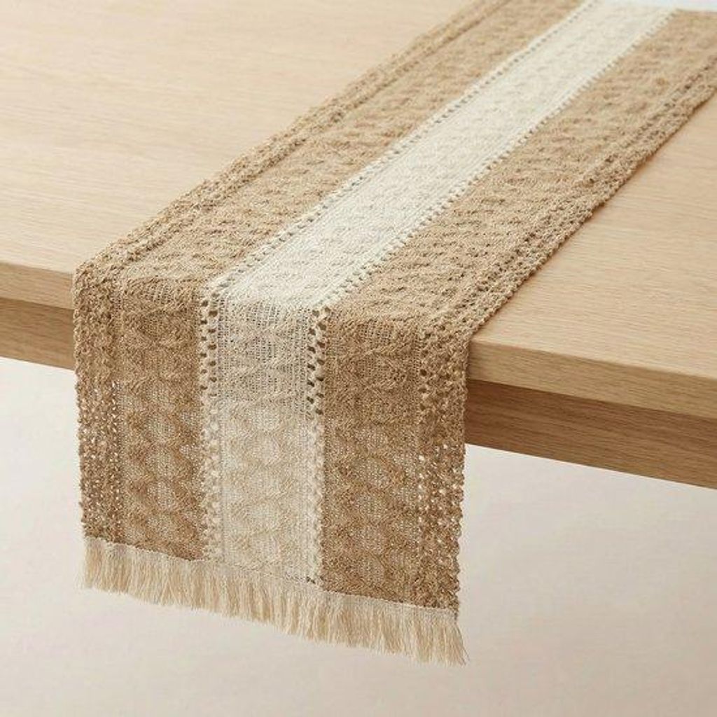 Kleidungstuch aus Baumwolle und Leinen - Jute-Tischdecke - mit Bürsten - für Restauranttischdekoration , Familienfest , Hochzeit , Weihnachten - ...
