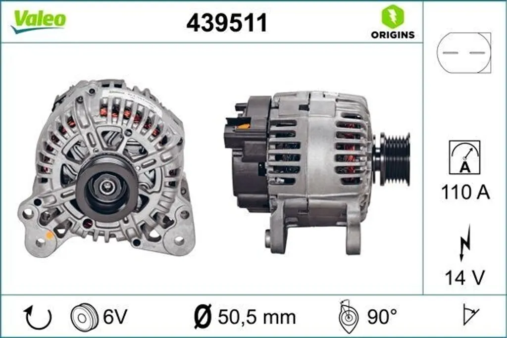 Alternateur VALEO 439511 pour Golf IV et Polo - Pièce OE 036903018BX