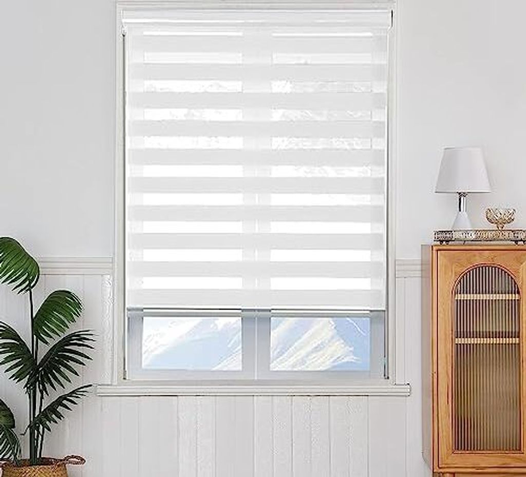 Double Roller Blind Klemmfix Blackout 55 x 220 cm Sonnenschutz tragbare Filmfenster einschließlich Zubehör Wohnzimmer Küchenbüro Weiß weiß