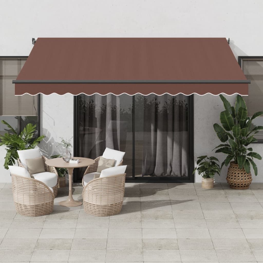 Schlichtes Markise Manuell mit LEDs Braun 400x350 cm UV-beständig Markisen DE7629
