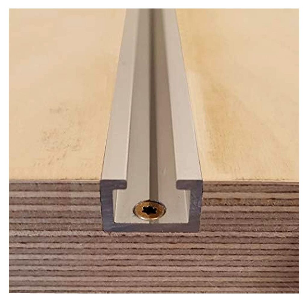 Aluminium C-Profil 1m Silber M8 | gebohrt inkl. 5 Schrauben | Alu T-Nut Schiene für Werkstatt & Frästisch | eloxiert, 17x11mm | 1 Stück