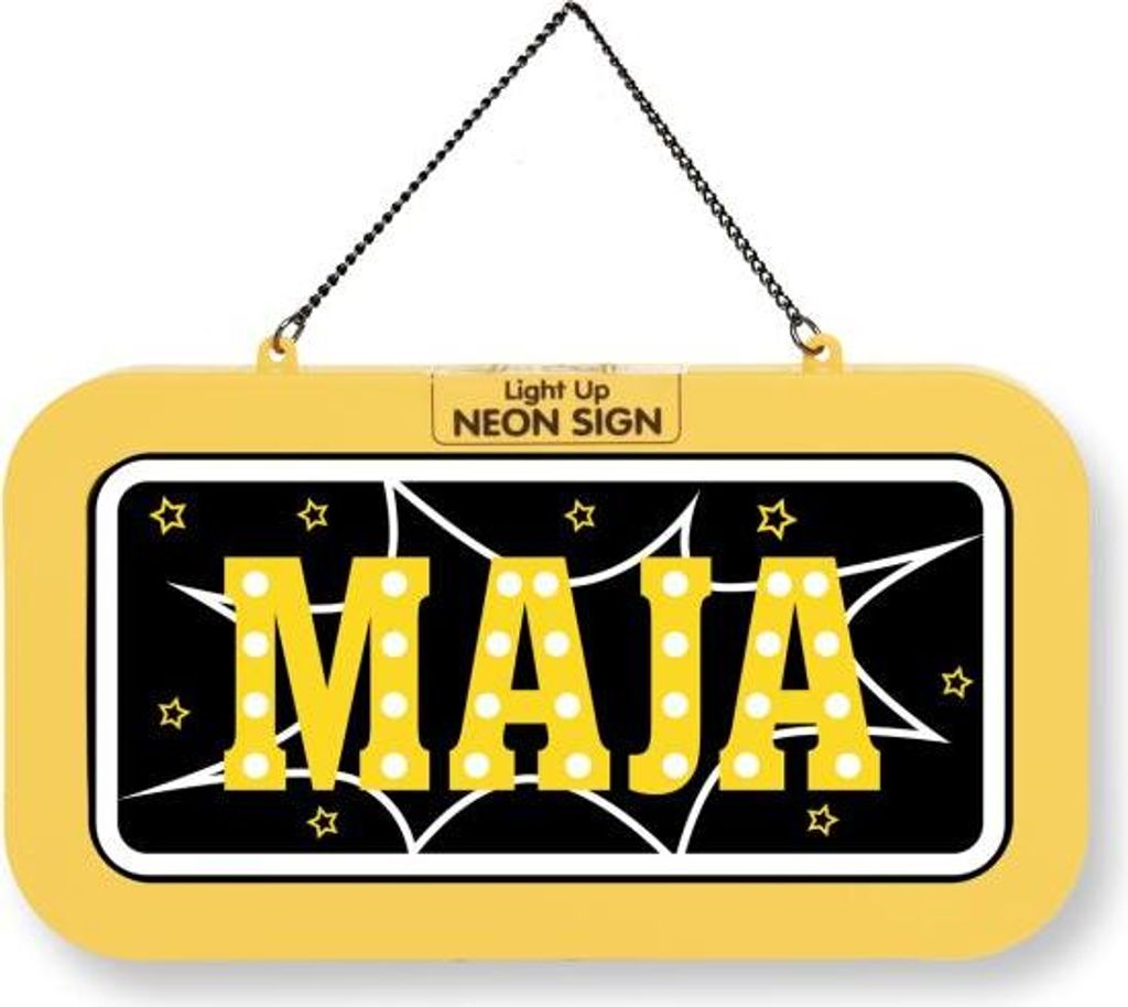 LED Leuchtschild Neonschild mit Namen , Leuchtende Wanddekoration mit Batterie, 18,7x10,3x1,6cm - Maja