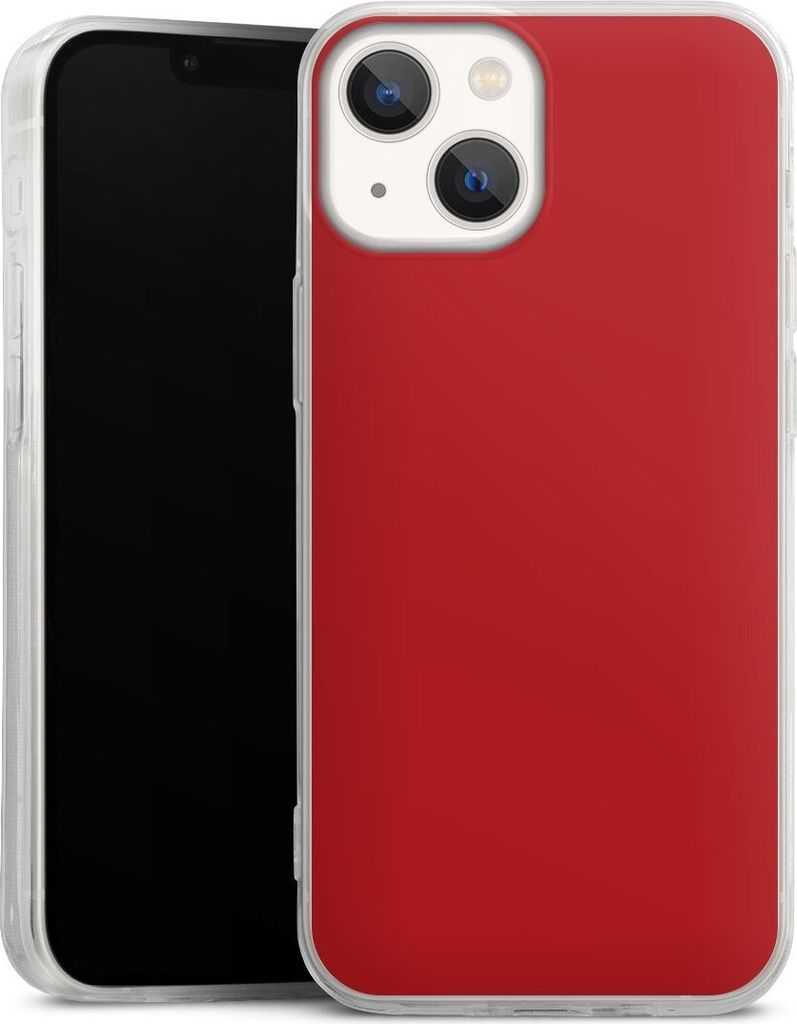 DeinDesign Slim Hülle für Apple iPhone 13 Mini Silikon Case Ultra Dünn Handyhülle Farbe Rot einfarbig
