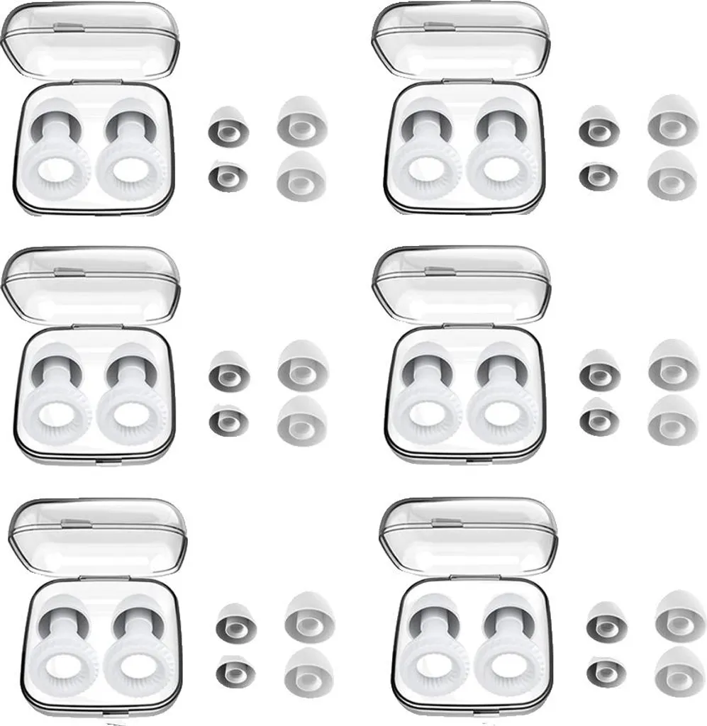 Tappi in Silicone Antirumore Bianco - Set 6 Paia Ergonomici