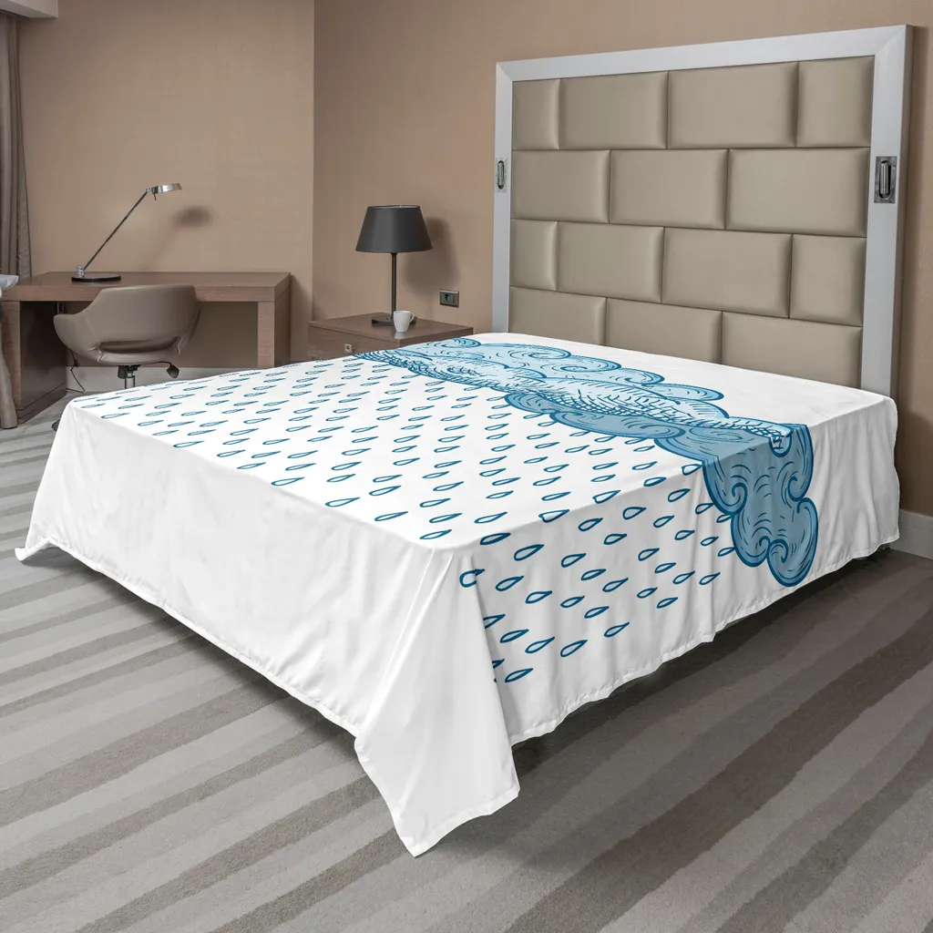 Drap plat anti-plis et doux bleu motifs artistiques nuages 275x260