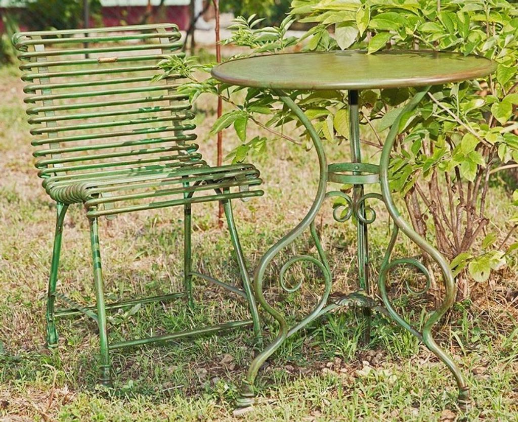 Casa Padrino Jugendstil Gartentisch & Gartenstuhl - verschiedene Farben - Gartenmöbel Set im Jugendstil