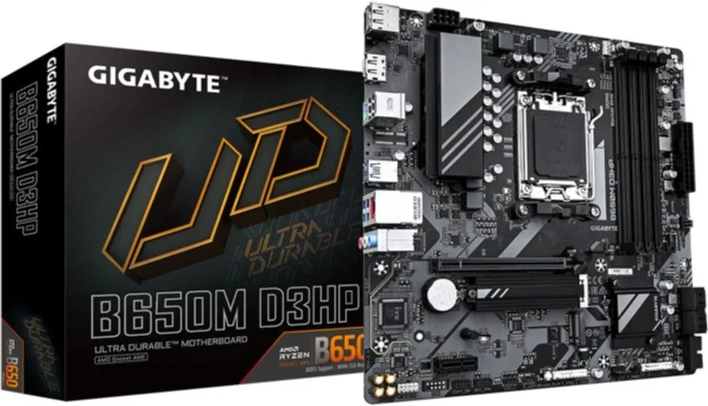 Gigabyte B650M D3HP - 1.0 - Scheda madre - micro ATX - Socket AM5 - AMD B650 Chipsatz - USB 3.2 Gen 1, USB-C 3.2 Gen 1 - 2.5 Gigabit LAN - Grafica integrata (CPU erforderlich) - Audio HD (8-Kanal) (B650M D3HP) - 1