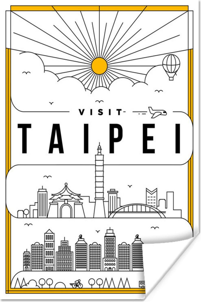 MuchoWow Poster Stadtbild Taipeh - weiß 20x30 cm - Papierdruck
