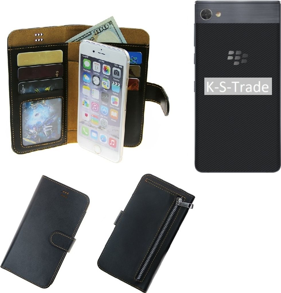 K-S-Trade Schutz Hülle kompatibel mit Blackberry Motion Klapphülle Case Phone cover Slim Handytasche Handy Hülle schwarz aus Kunstleder (1 Stk)