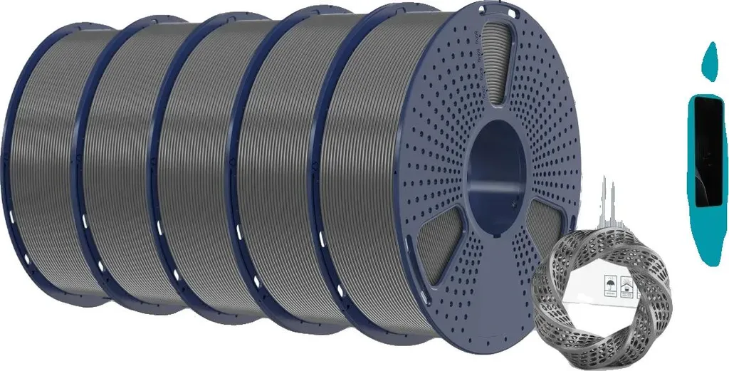 filamento per stampante 3D, diametro 1,75 mm, alta tenacità, 5 kg grigio