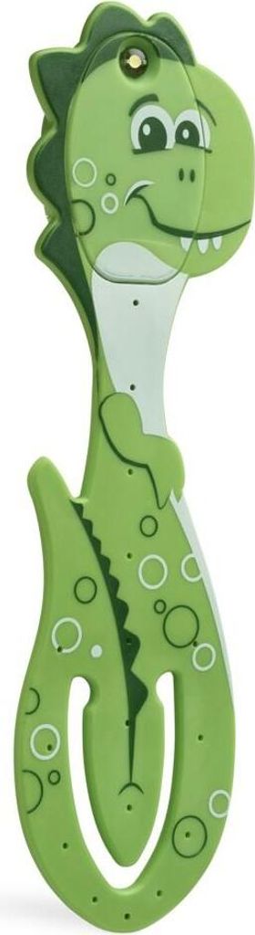 Flexilight Pals Leselicht (Dino) - grün - 2 in 1 Leselampe & Lesezeichen - LED Leselicht - Geschenk für Leser, Buchliebhaber - Deutsche Ausgabe