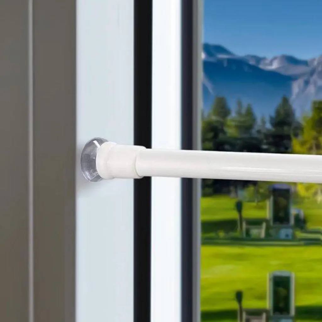 Tringle à vitrage télescopique blanche 70-120 cm - Paire de supports