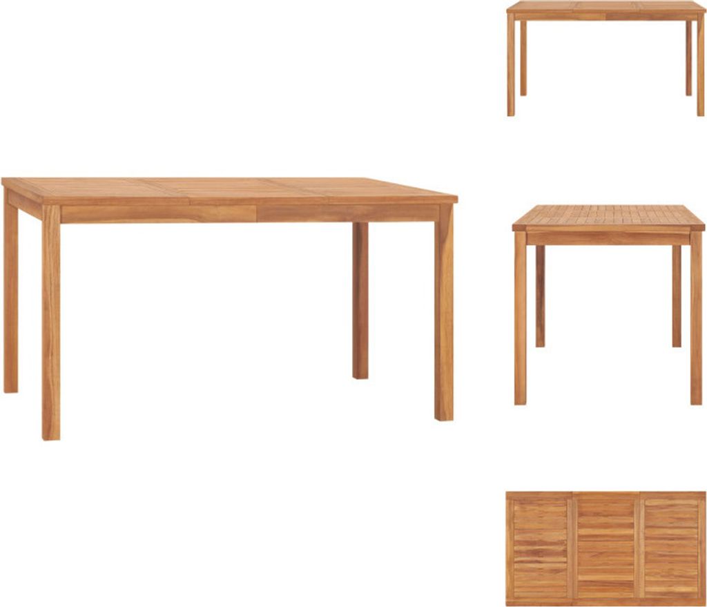 vidaXL Garten-Esstisch 140x80x77 cm Massivholz Teak - Gartentische
